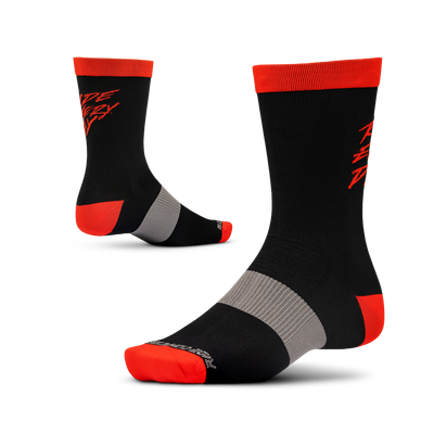 Ride Concepts Ride Every Day MTB Sock - Synthetic 8" - Black and Red